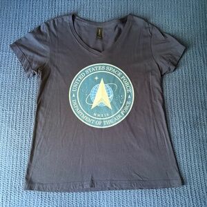 Women's Large Navy Blue V-Neck United States Space Force T-Shirt
